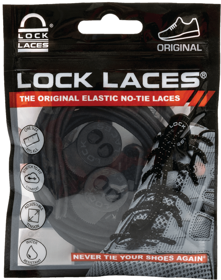 Lock Laces No Tie Shoelaces Solid Black Lock Laces