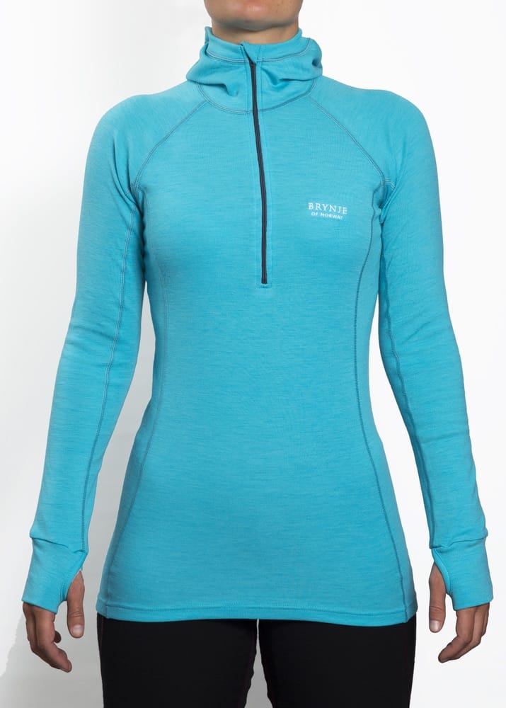 Brynje Lady Classic Rib Shirt w/hood AQUA Brynje