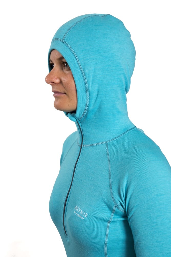 Brynje Lady Classic Rib Shirt w/hood AQUA Brynje