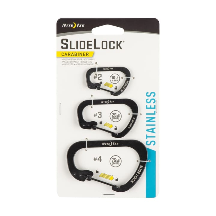 Nite Ize Slidelock® Carabiner Stainless Steel Combo - 3 Pack Black Nite Ize