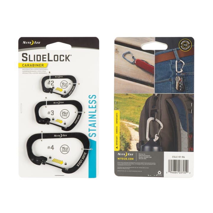 Nite Ize SlideLock® Carabiner Stainless Steel Combo - 3 Pack Black Nite Ize