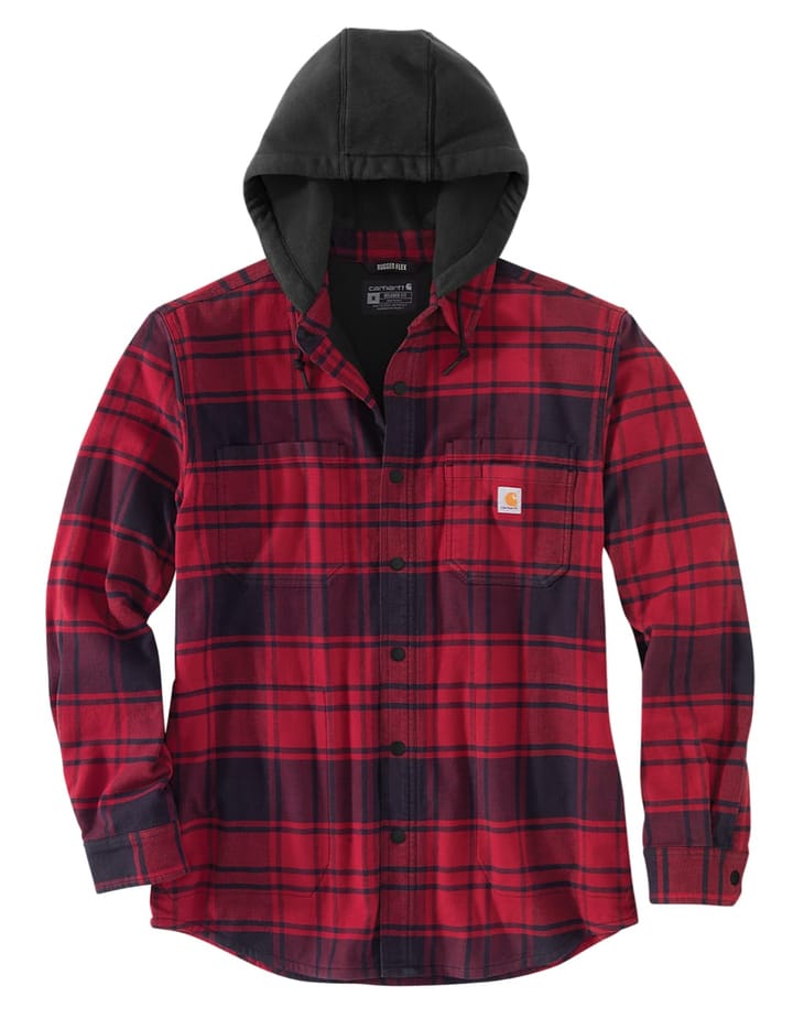 Carhartt Men's Flannel Fleece Lined Hooded Shirt Jacket Oxblood Carhartt