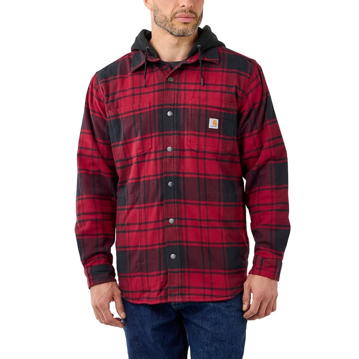Carhartt Men's Flannel Fleece Lined Hooded Shirt Jacket Oxblood Carhartt