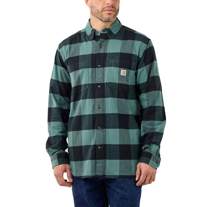 Carhartt Men's Midweight Flannel L/S Plaid Shirt Slate Green Carhartt