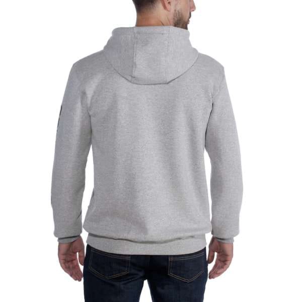 Carhartt Men's Sleeve Logo Hooded Sweatshirt Heather Grey/Black Carhartt Carhartt Men's Sleeve Logo Hooded Sweatshirt Heather Grey/Black Carhartt