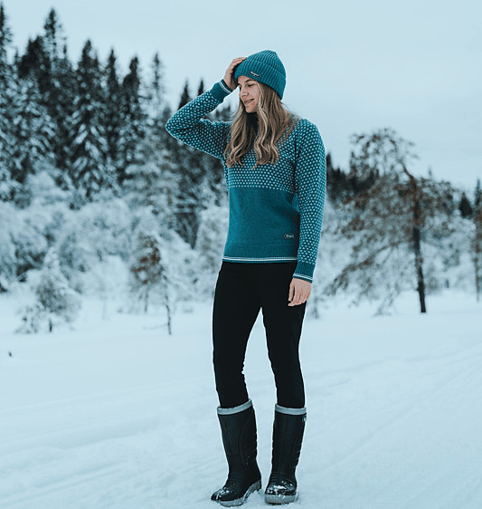 Bergans Women's Alvdal Wool Jumper Grey Sage/Vanilla White