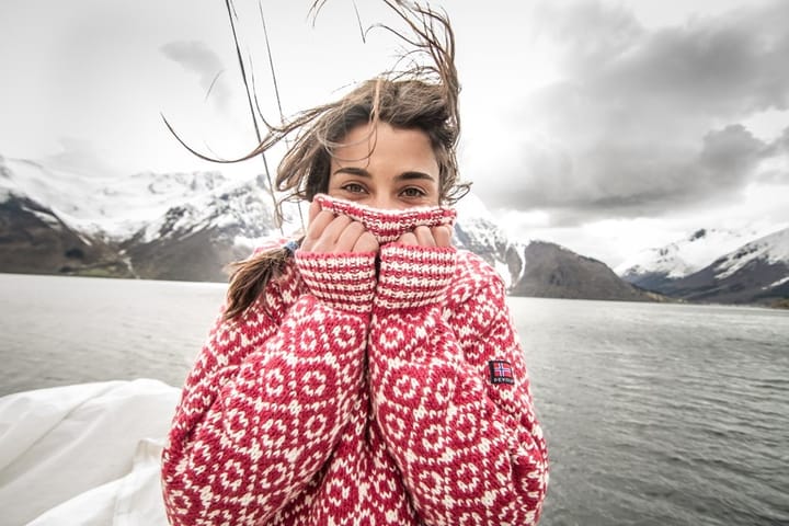 Devold Unisex Svalbard Sweater High Neck Hindberry/Offwhite Devold