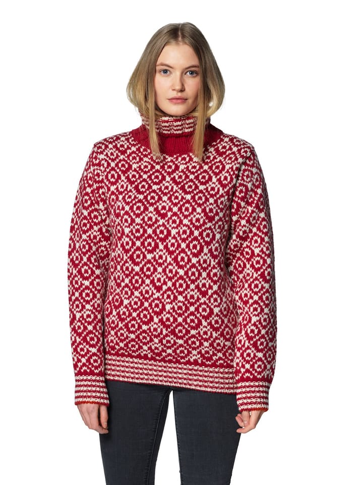 Devold Svalbard Sweater High Neck Hindberry/Offwhite Devold Devold Svalbard Sweater High Neck Hindberry/Offwhite Devold