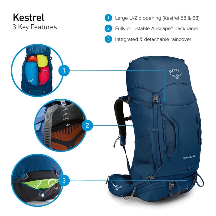 Osprey Kestrel 58 Black Osprey Osprey Kestrel 58 Black Osprey
