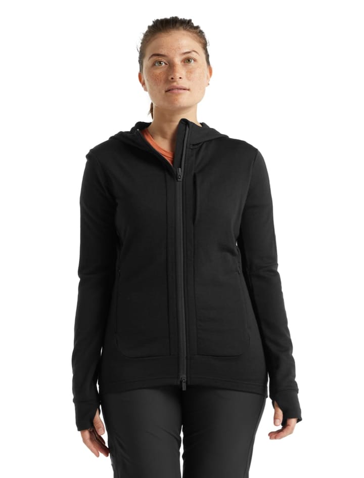 Women's Quantum III Long Sleeve Zip Hood BLACK Icebreaker