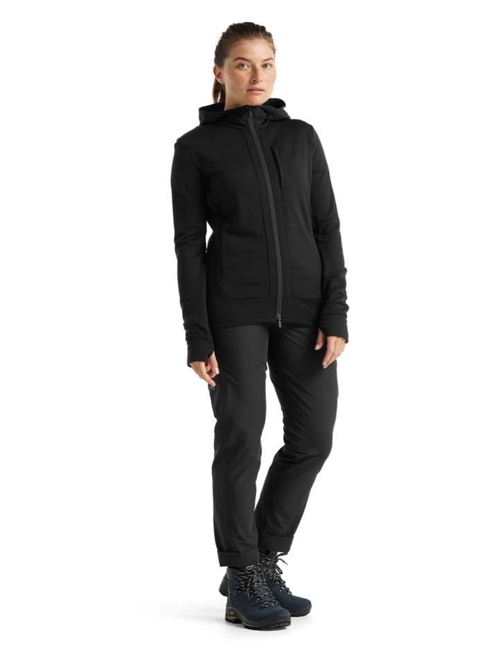 Women's Quantum III Long Sleeve Zip Hood BLACK Icebreaker