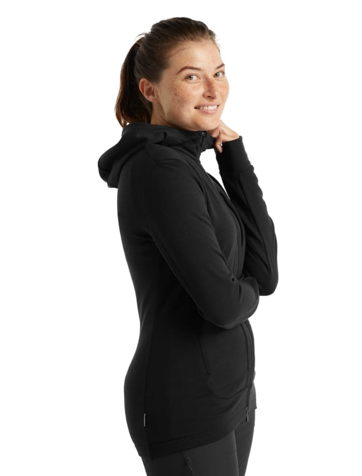 Women's Quantum III Long Sleeve Zip Hood BLACK Icebreaker