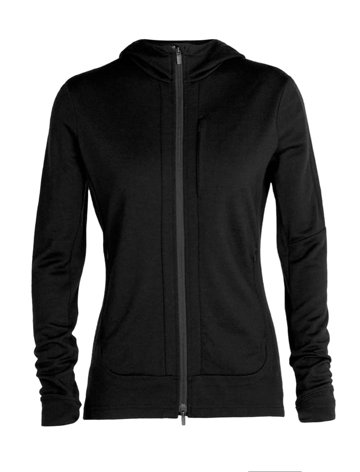 Women's Quantum III Long Sleeve Zip Hood BLACK Icebreaker