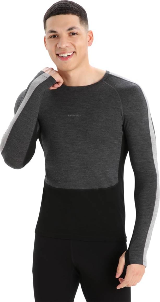 Icebreaker Men's Zoneknit 200 Long Sleeve Crewe Jet Heather/Black Icebreaker Icebreaker Men's Zoneknit 200 Long Sleeve Crewe Jet Heather/Black Icebreaker