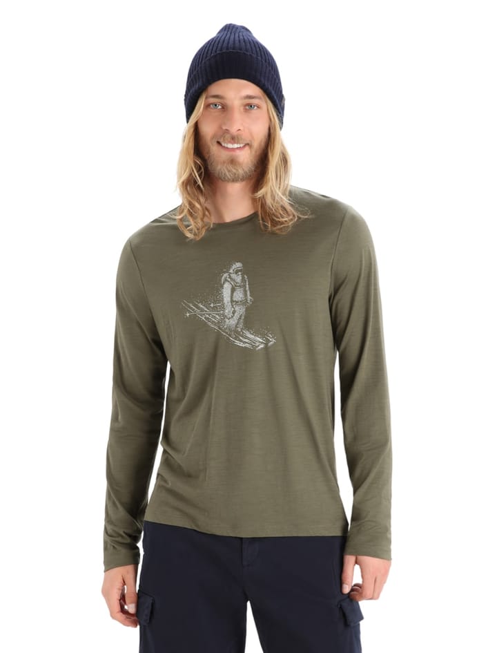 Icebreaker M Tech Lite Ii Ls Tee Skiing Yeti Loden Icebreaker