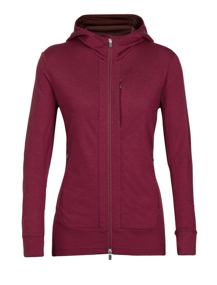 Icebreaker Women's Quantum III Long Sleeve Zip Hood Cherry/Espresso Icebreaker Icebreaker Women's Quantum III Long Sleeve Zip Hood Cherry/Espresso Icebreaker