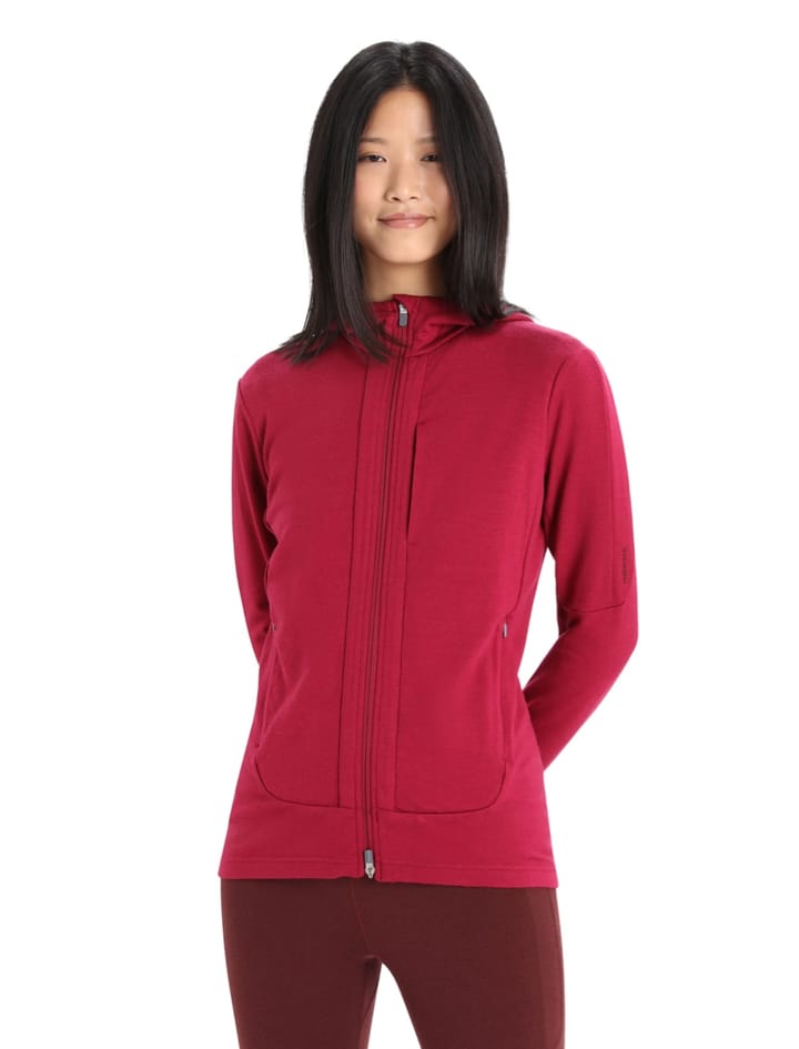 Icebreaker Women's Quantum III Long Sleeve Zip Hood Cherry/Espresso Icebreaker Icebreaker Women's Quantum III Long Sleeve Zip Hood Cherry/Espresso Icebreaker