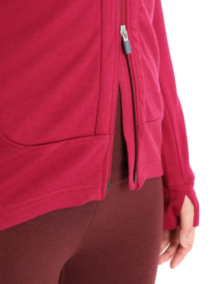 Icebreaker Women's Quantum III Long Sleeve Zip Hood Cherry/Espresso Icebreaker