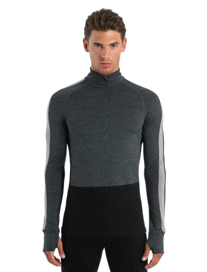 Icebreaker M Mer Zoneknit 200 Ls Half Zip Jet Hthr/Blk/Metro H/Cb Icebreaker