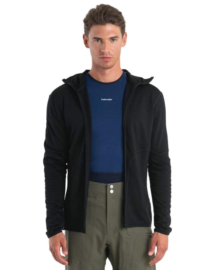 Icebreaker Men's Mer 560 Realfleece Elemtal II Long Sleeve Zip H Black Icebreaker