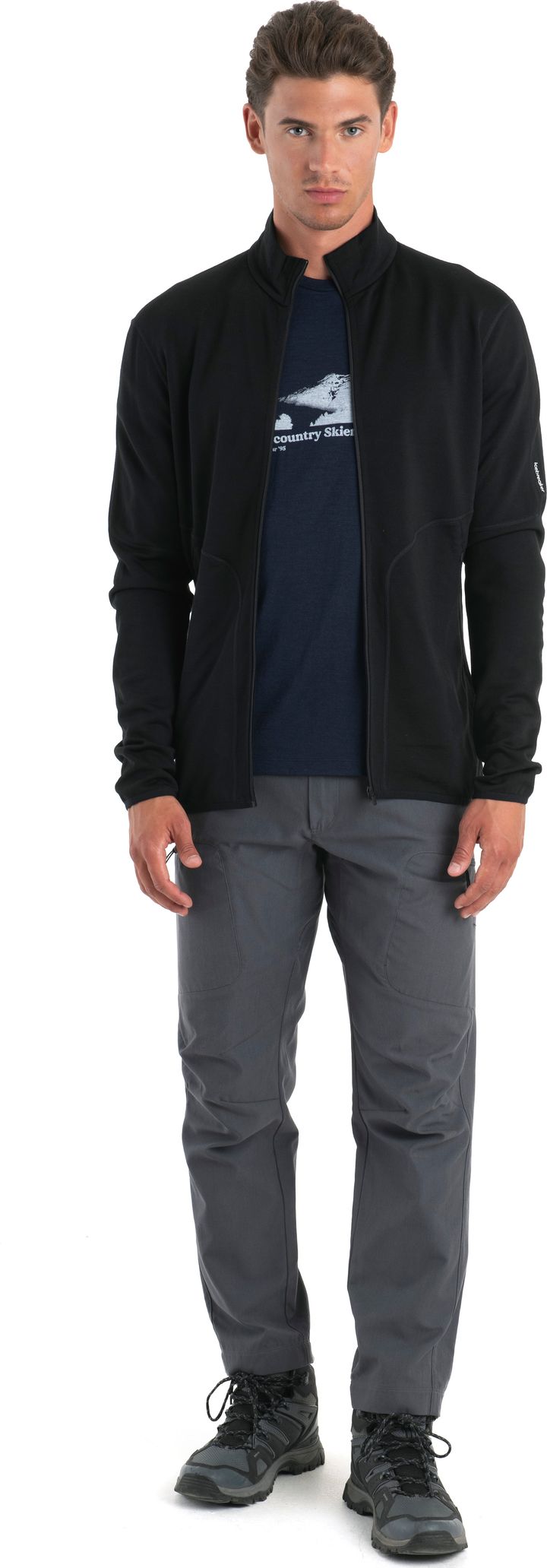 Icebreaker Men's Merino 560 Realfleece Elemental II Longsleeve Zip Black Icebreaker