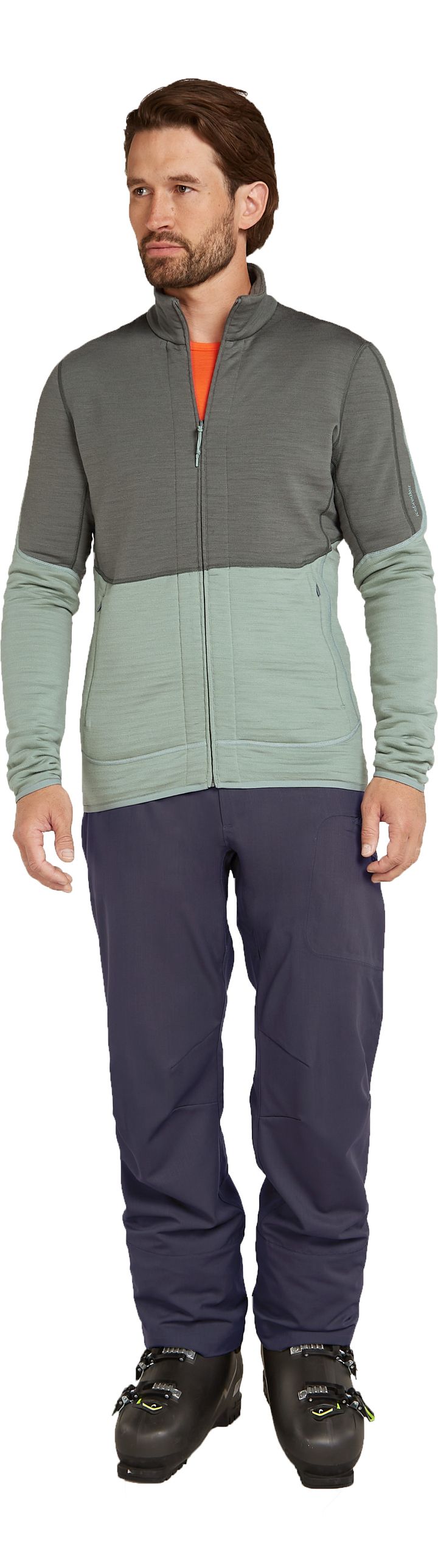 Icebreaker Men's Merino 400 Realfleece Descender Longsleeve Zip Galaxy/Moss/Core Black Icebreaker
