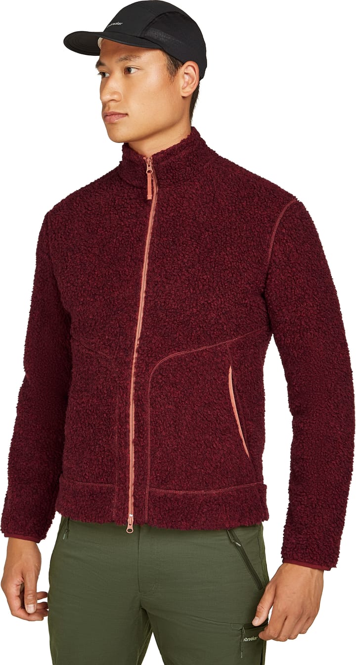 Icebreaker Men's Merino 800 Realfleece High Pile Longsleeve Zip Port Dk Hthr/cedar Wood Icebreaker