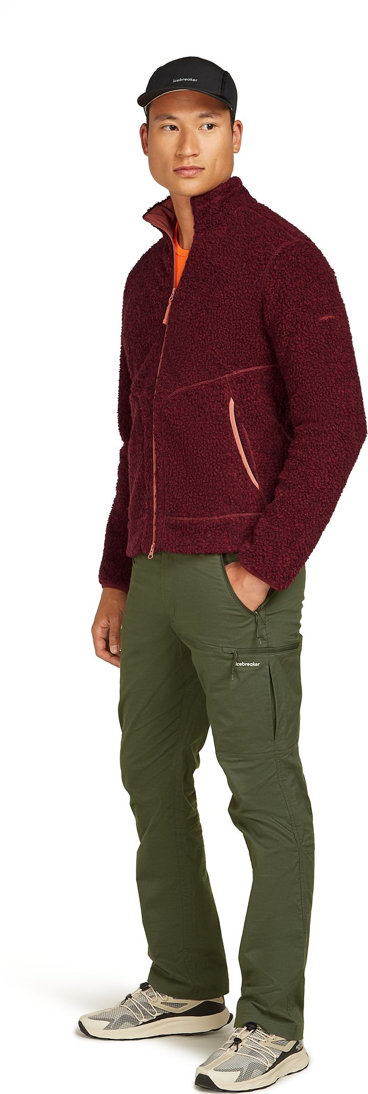 Icebreaker Men's Merino 800 Realfleece High Pile Longsleeve Zip Port Dk Hthr/cedar Wood Icebreaker