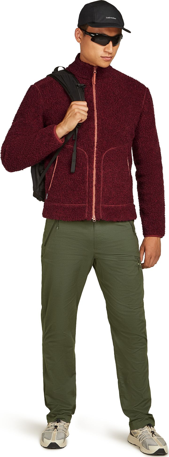 Icebreaker Men's Merino 800 Realfleece High Pile Longsleeve Zip Port Dk Hthr/cedar Wood Icebreaker