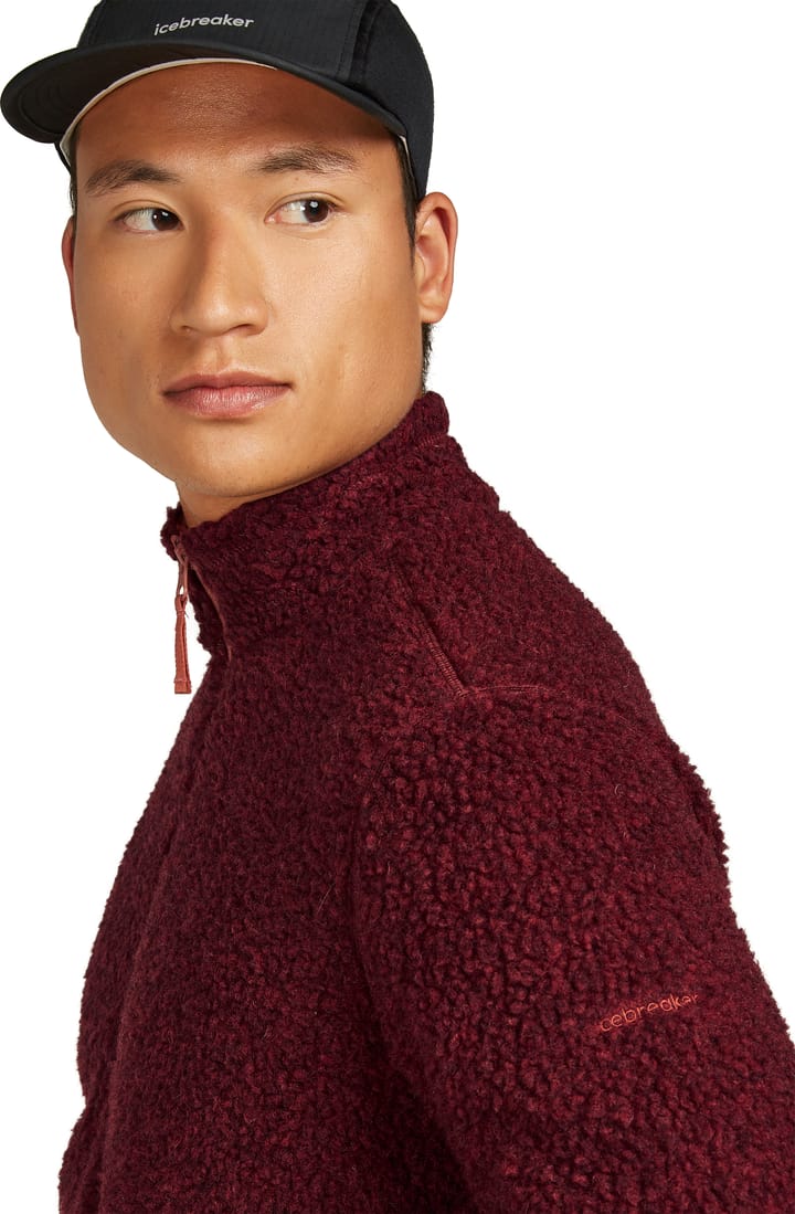 Icebreaker Men's Merino 800 Realfleece High Pile Longsleeve Zip Port Dk Hthr/cedar Wood Icebreaker