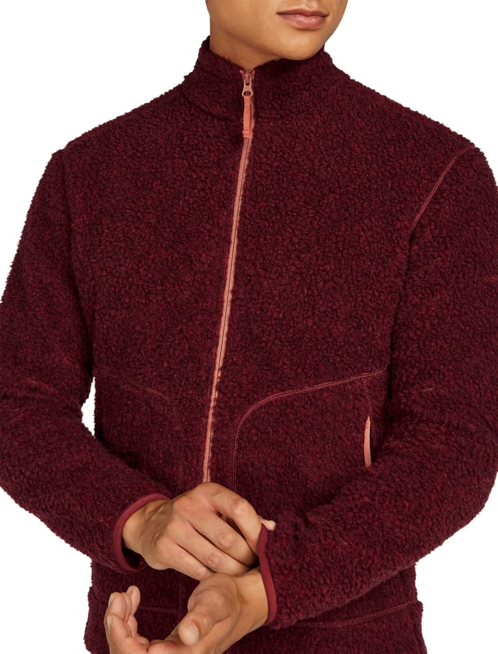 Icebreaker Men's Merino 800 Realfleece High Pile Longsleeve Zip Port Dk Hthr/cedar Wood Icebreaker
