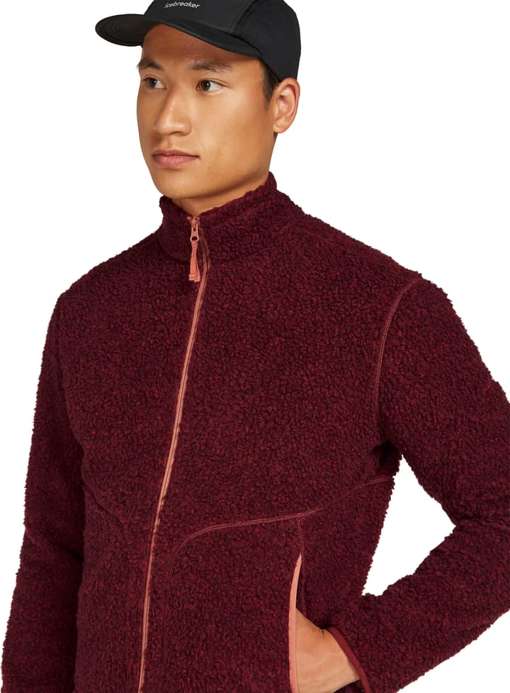 Icebreaker Men's Merino 800 Realfleece High Pile Longsleeve Zip Port Dk Hthr/cedar Wood Icebreaker