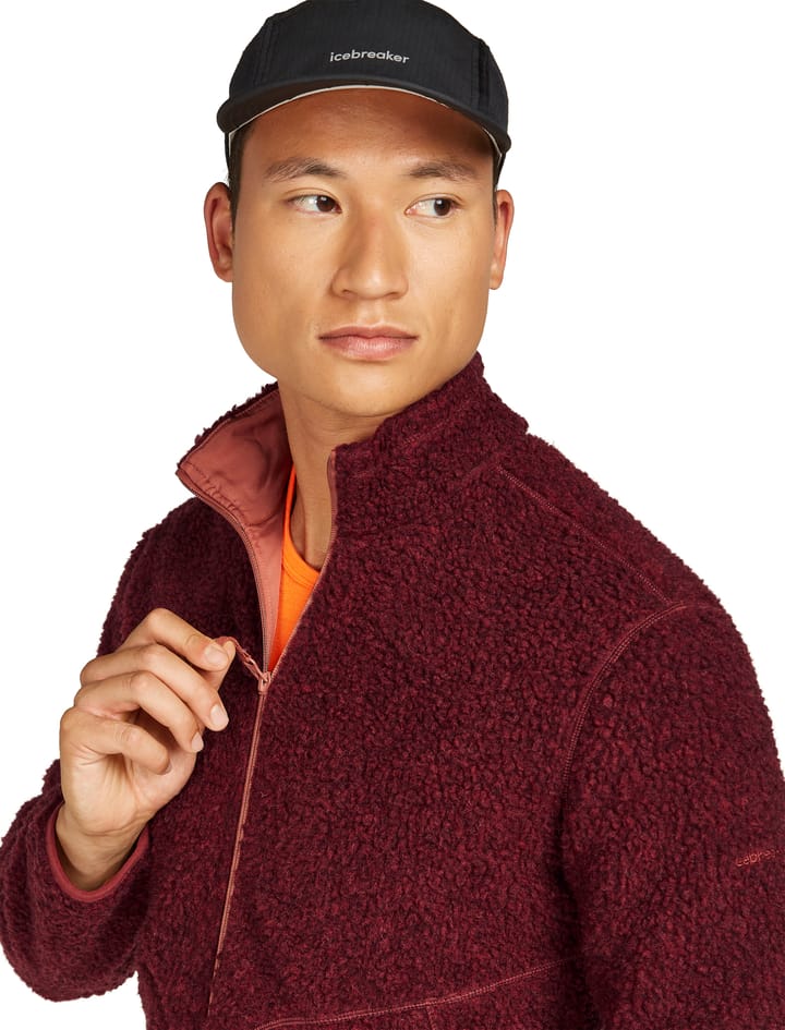 Icebreaker Men's Merino 800 Realfleece High Pile Longsleeve Zip Port Dk Hthr/cedar Wood Icebreaker