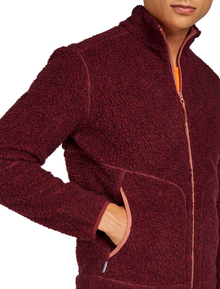 Icebreaker Men's Merino 800 Realfleece High Pile Longsleeve Zip Port Dk Hthr/cedar Wood Icebreaker