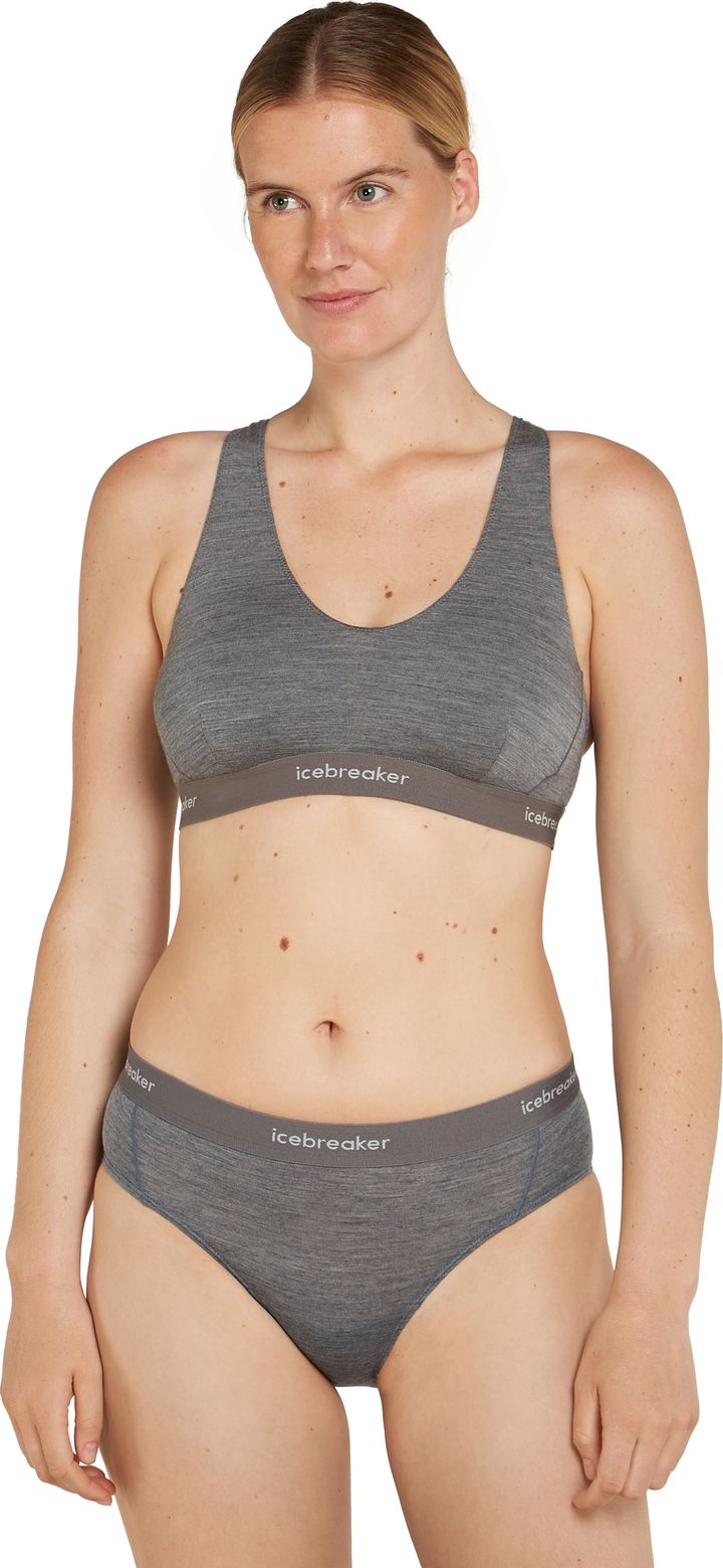 Icebreaker Women's Merino 125 Cool-Lite Sprite Racerback Bra Gritstone Hthr-013 Icebreaker