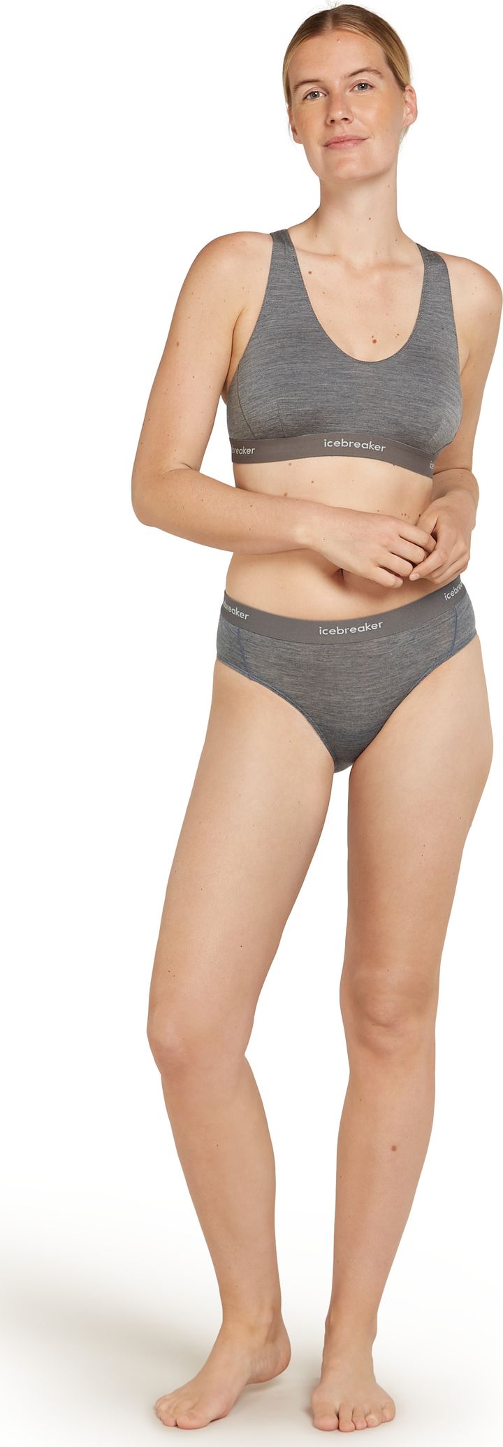 Icebreaker Women's Merino 125 Cool-Lite Sprite Racerback Bra Gritstone Hthr-013 Icebreaker