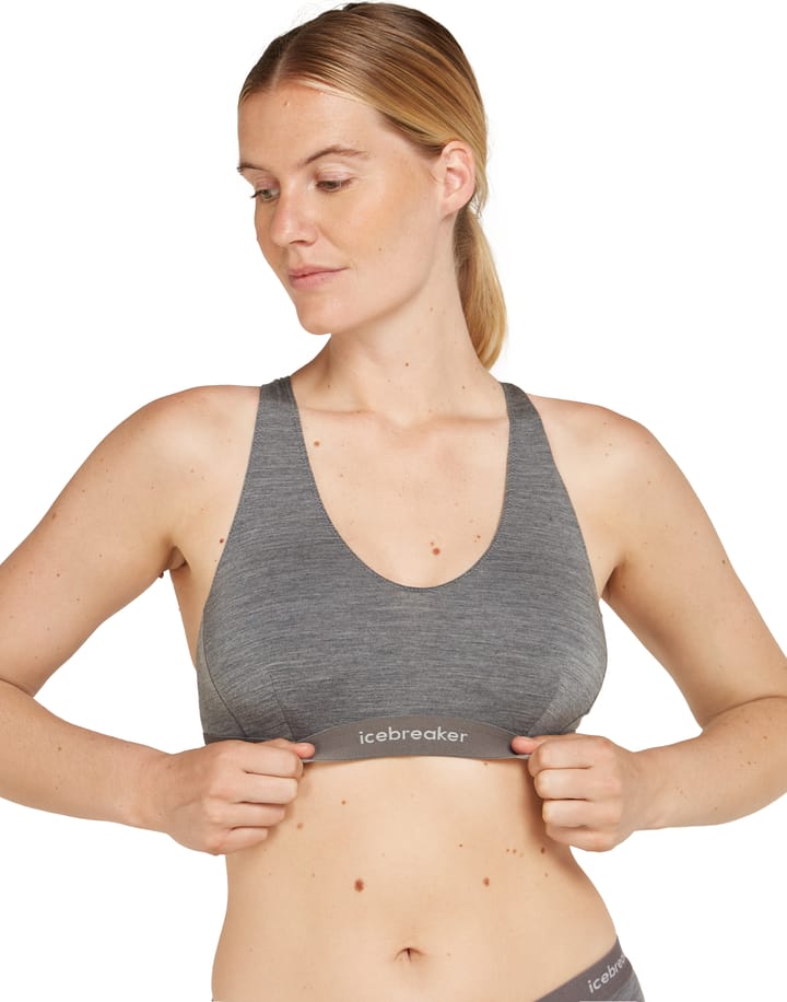 Icebreaker Women's Merino 125 Cool-Lite Sprite Racerback Bra Gritstone Hthr-013 Icebreaker