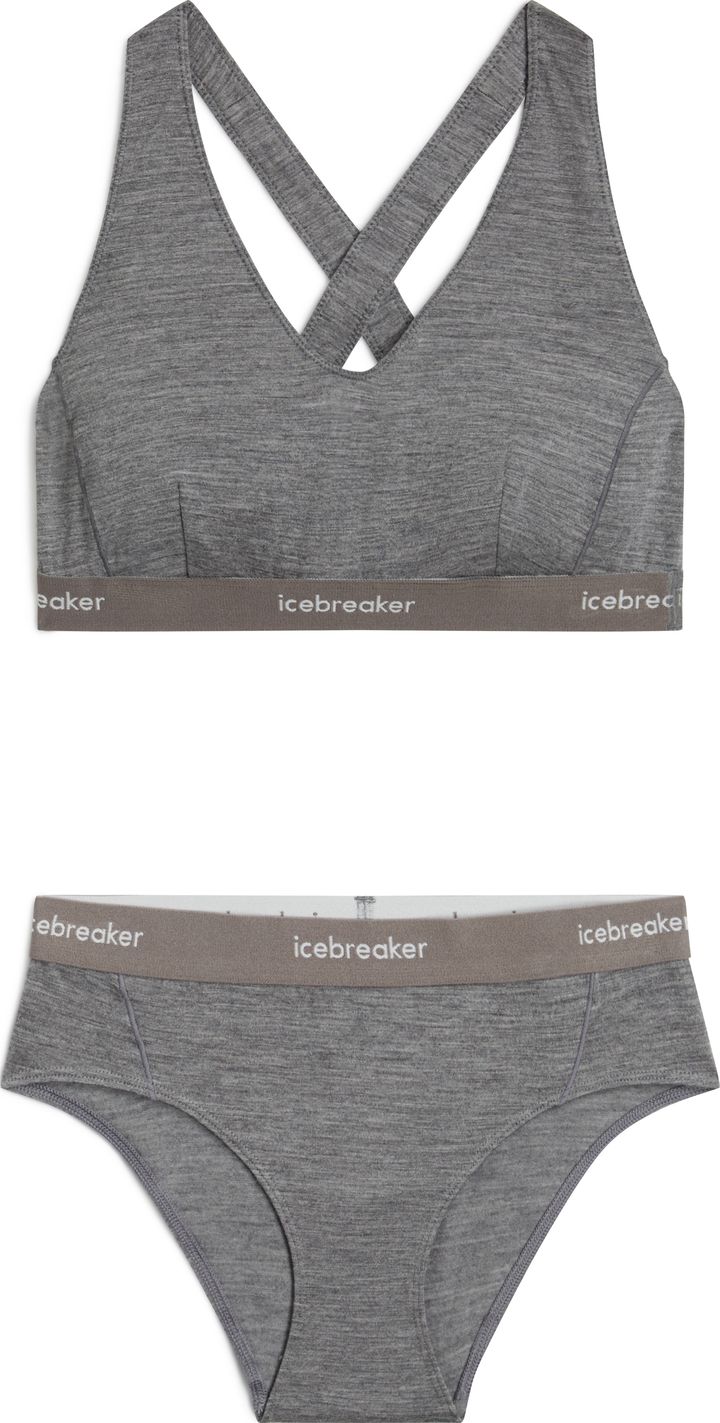 Icebreaker Women's Merino 125 Cool-Lite Sprite Racerback Bra Gritstone Hthr-013 Icebreaker