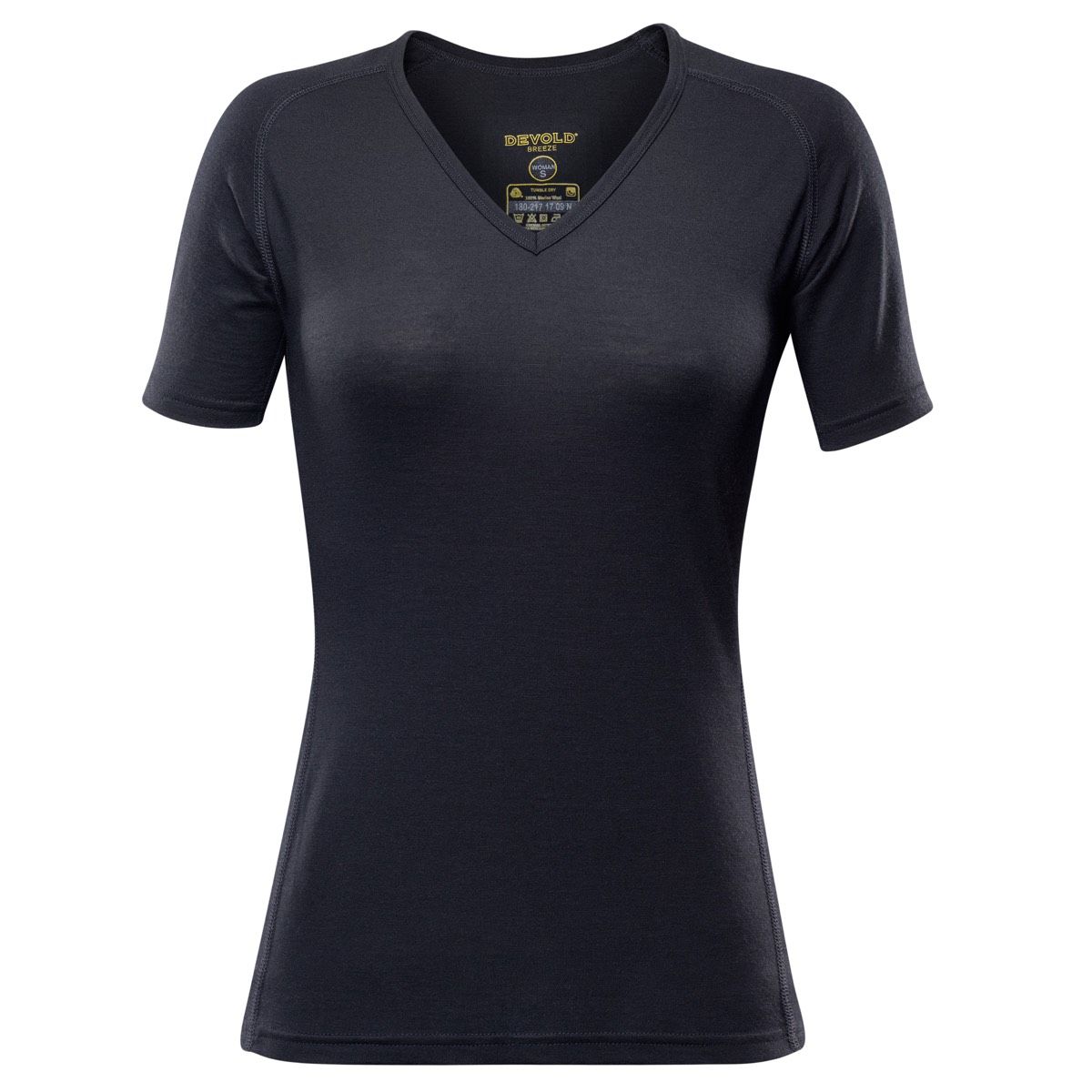 Devold Breeze Woman T-Shirt V-Neck Black