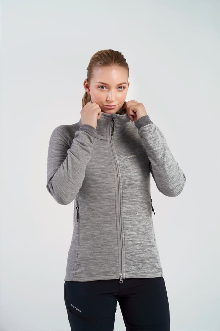 Devold Women's Nibba Merino Jacket Hood GREY MELANGE Devold