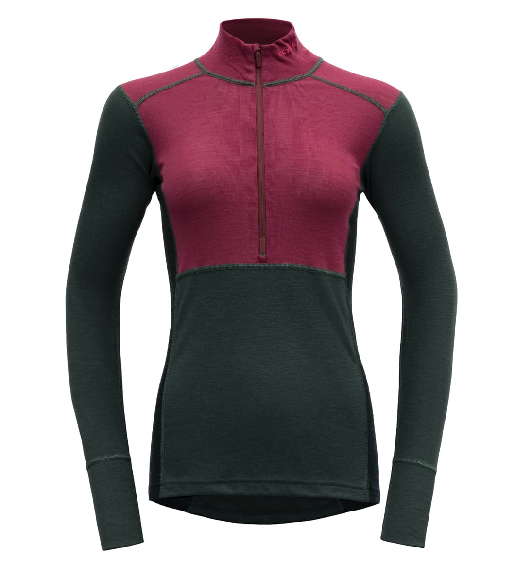 Devold Women's Lauparen Merino 190 Zip Neck BEETROOT/WOODS/INK