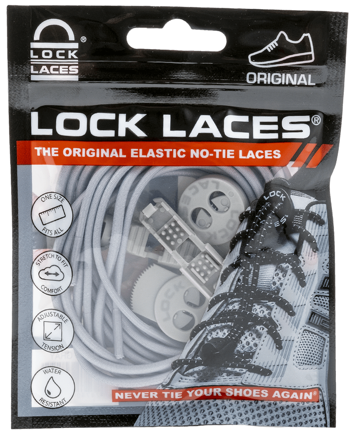 Lock Laces No Tie Shoelaces Solid Grey Lock Laces