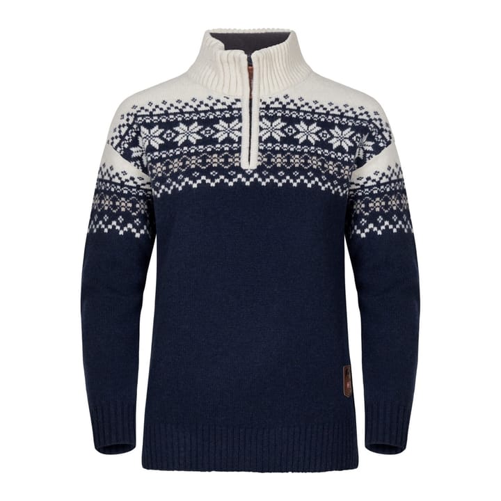 Gridarmor Women's Snøkrystall Half Zip Ullgenser Navy/White/Beige Gridarmor Gridarmor Women's Snøkrystall Half Zip Ullgenser Navy/White/Beige Gridarmor