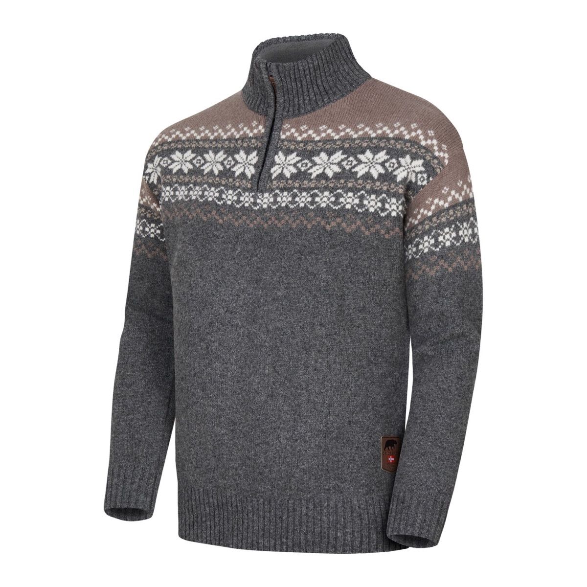 Gridarmor Snøkrystall Half Zip Ullgenser Men Grey/Beige/White