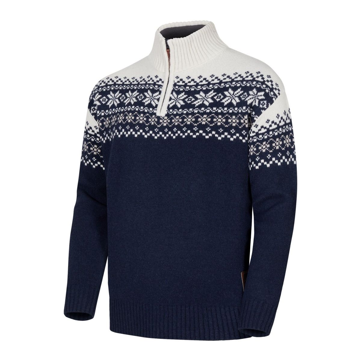 Gridarmor Snøkrystall Half Zip Ullgenser Men Navy Blue/White/Brown