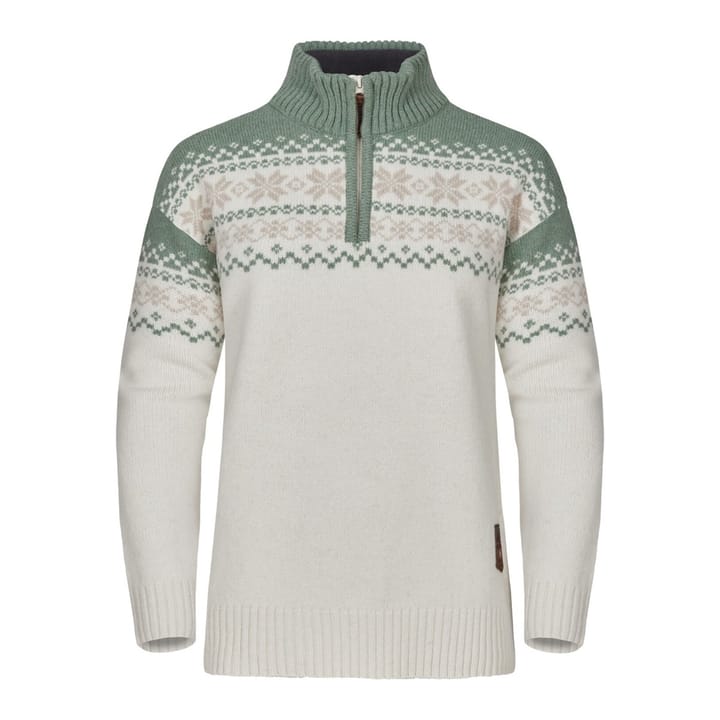 Gridarmor Women's Snøkrystall Half Zip Ullgenser White/Green/Beige Gridarmor