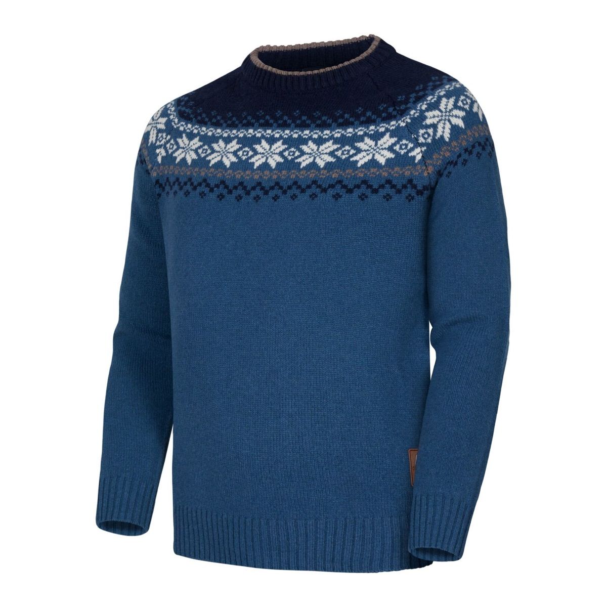 Gridarmor Men's Snøkrystall Round Neck Ullgenser Blue/White/Navy