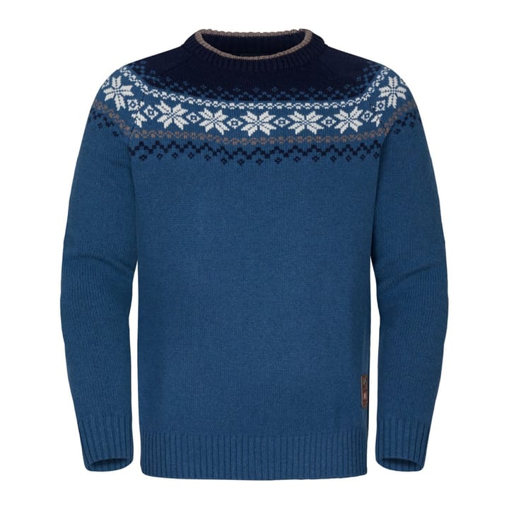 Gridarmor Men's Snøkrystall Round Neck Ullgenser Blue/White/Navy Gridarmor