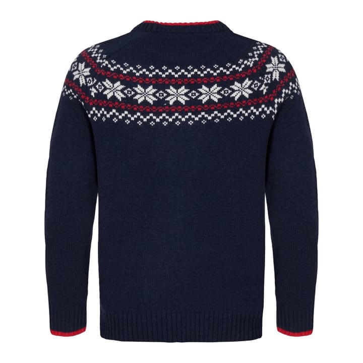 Gridarmor Men's Snøkrystall Round Neck Ullgenser Navy/White/Red Gridarmor