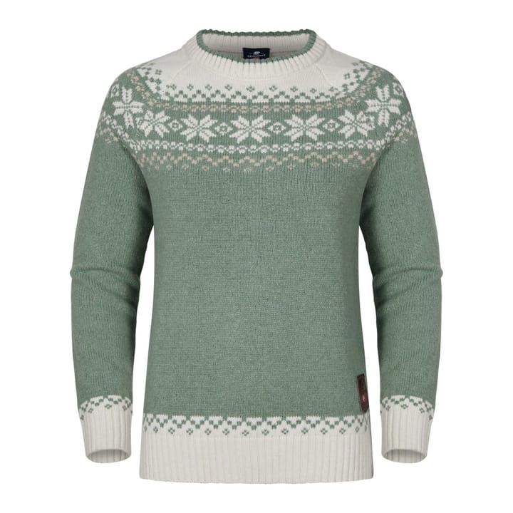 Gridarmor Snøkrystall Round Neck Ullgenser Wmn Green/White/Beige Gridarmor